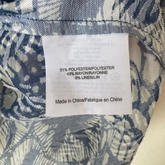 Tory Burch Baltic Sea Dream Catcher Blue Burn Out Tunic Top Sz 10 Semi Sheer - Picture 3 of 6